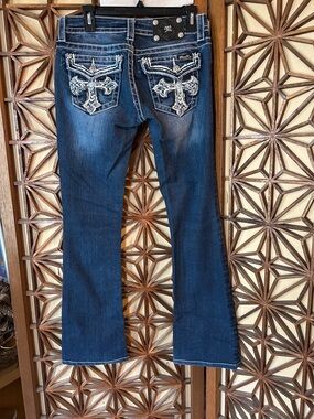 Miss Me Indigo Embroidered Boot Cut Jeans 27 x 30.5